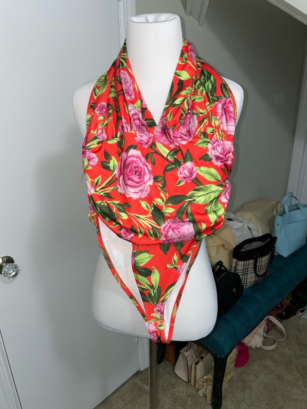 Zara orange Floral bodysuit